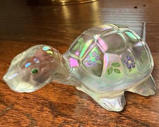 Fenton Handpainted Iridescent Glass Turtle Figurine