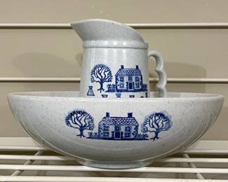 Metlox Poppytrail Provincial Blue Wash Basin and Pitcher Set