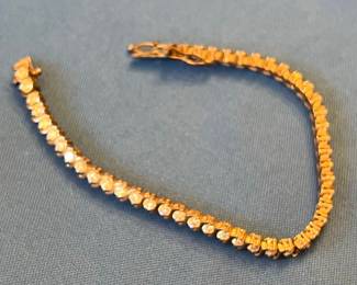 Gold Plated Sterling Silver Cubic Zirconia Tennis Bracelet