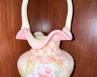 Fenton Burmese Diamond Optic Collection Basket