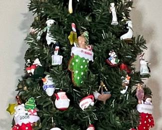 Pre-Lit Artificial Tabletop Christmas Tree with Miniature Ornaments