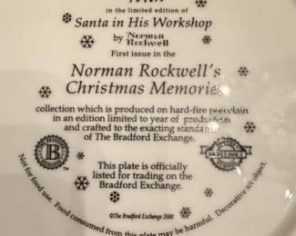 Norman Rockwell Santa in His Workshop Collector Plate