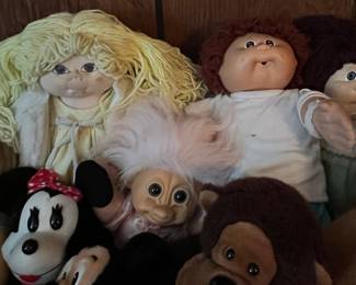 Collection of Cabbage Patch Kids Dolls and Vintage Plush Toys