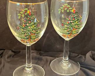 Spode Christmas Tree Style Wine Glasses