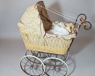Victorian Wicker Baby Carriage