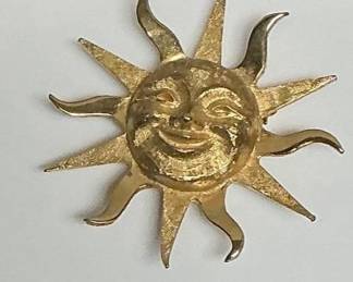 vintage golden sun pin