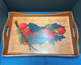 Lot # : 72 - Wooden Tray with Fruits