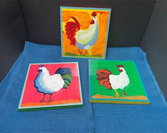 Lot # : 23 - 3 Signed Chicken Wall Prints