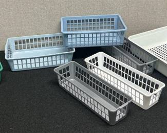 Plastic storage baskets