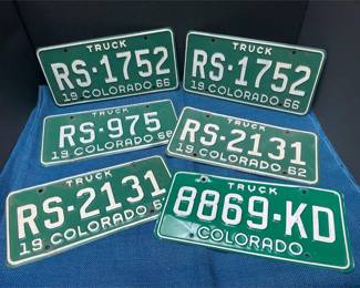 Lot # : 17 - 6 1960's Colorado Truck License Plates