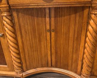 Highlands Traditional Sideboard / Buffet — $450 Large traditional sideboard with stone/marble inset top, barley-twist columns, inlaid accents, 3 drawers and cabinet storage. Very good condition.
