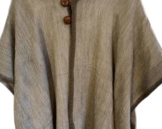 Bohemian Alpaca Wool Poncho with Wooden Buttons