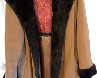 Size 6 Utex Classic Faux Fur Trimmed Hooded Coat with Paisley Lining