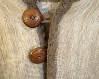 Bohemian Alpaca Wool Poncho with Wooden Buttons.