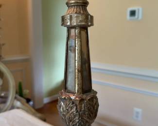 24” Ornate Mirrored Pillar Candle Holder