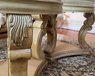 96”x48” Ornate Neoclassical Glass-Top Dining Table