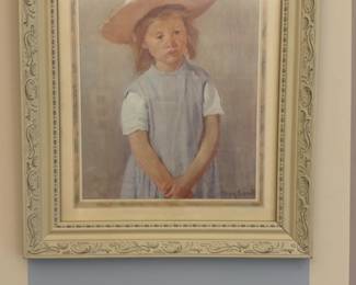 14”x17” Vintage Impressionist Style Portrait of a Young Girl in a Straw Hat