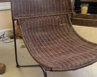 33”x23” Vintage rattan and steel wire armchairs Frederick Weinberg Style