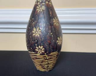 13” Emissary Home & Garden Vase Brown with Flowers Small Mouth