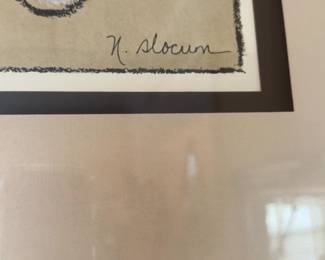 33”x37” N. Slocum Framed Floral Giclee Print with Gold Leaf Accents with Bronze Frame