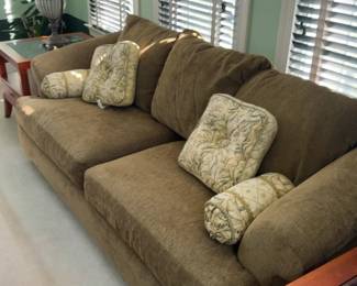 79”x35” Contemporary Olive Green Microfiber Sofa