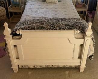 Classic White Cottage Style Twin Bed Frame With a Sleep Number 4000 mattress