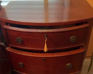 22”x15”x32” Vintage Demi-Lune Mahogany Accent Table with Drawers