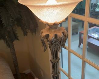 Sold Indiv. 70” Vintage Torchiere Berman Floor Lamp with Ornate Feather Detail