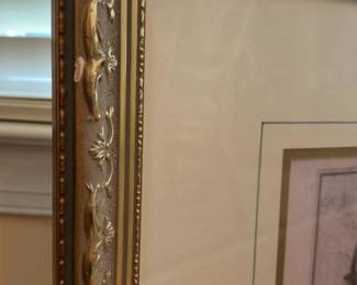 19”x20 Frame with a Vintage Mixed-media Etching Print by the Artist Augustine