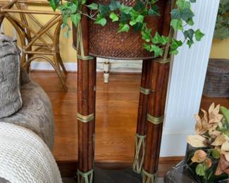 45” Woven Bamboo Style Tall Planter Stand