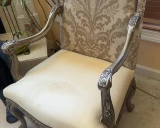 French Provincial Carved Wood Accent Chair - AS IS