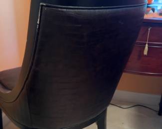 37”x19” Modern Faux Crocodile Leather Chair