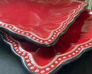 Sold Indiv. 8” Roscher &Co Hobnail Red Scallop Salad Plate