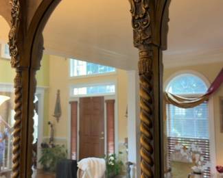 65”x45”x2” Ornate Gold Framed Triple Arch Wall Mirror