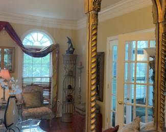 65”x45”x2” Ornate Gold Framed Triple Arch Wall Mirror