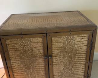 24”x16”x24” Ethan Allen 24” Faux Crocodile Embossed Trunk Accent Storage Cabinet