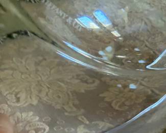 Tiffany & Co. Thick Crystal Glass Square Serving Bow