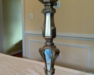 20” Ornate Tall Pillar Candle Holder with Mirror Insets