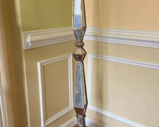 55” Elegant Mirrored Pillar Candle Holder with Silver Finish