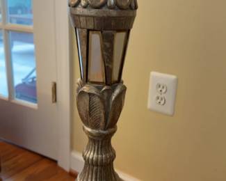 58” Tall Vintage Silvered Metal Pricket Candlestick - Baroque Church Altar Style