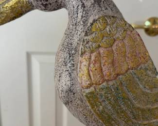 42” Handcrafted Wooden Toucan Sculpture on Metal Stand