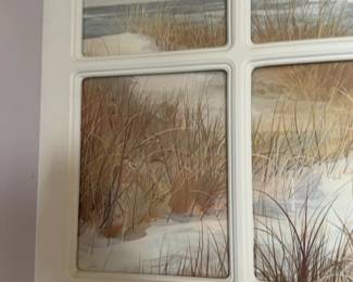 23”x19” Nautical Sailboat Coastal Scene Window Pane Wall Art
