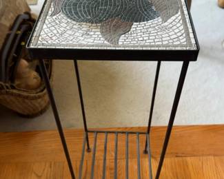 28”x10”x10” Apple Mosaic Tile Plant Stand with Metal Frame