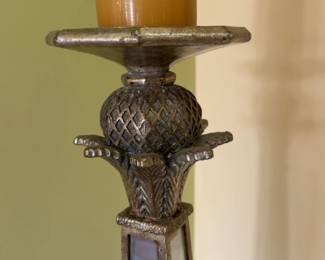 55” Elegant Mirrored Pillar Candle Holder with Silver Finish