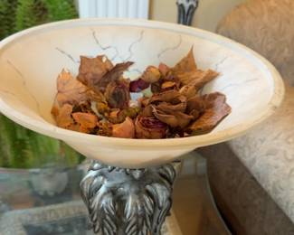 17” Berman Silver-Tone Pedestal Decorative Bowl