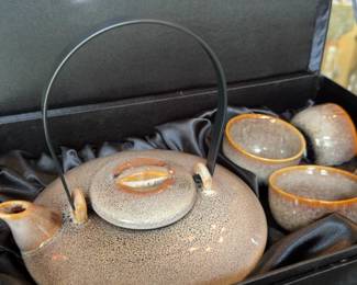 Vintage Ceramic Tea Set in Decorative Gift Box
