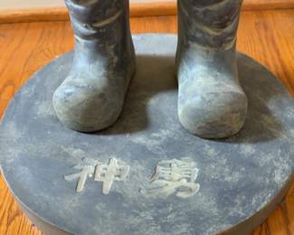 37” Terracotta Warrior Inspired Serving Statue with Tray