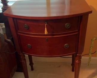 22”x15”x32” Vintage Demi-Lune Mahogany Accent Table with Drawers
