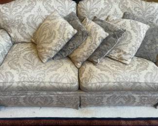 94”x43”x36” Bassett Elegant Floral Damask Loveseat with Coordinating Pillows