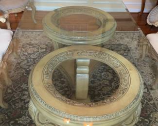 96”x48” Ornate Neoclassical Glass-Top Dining Table